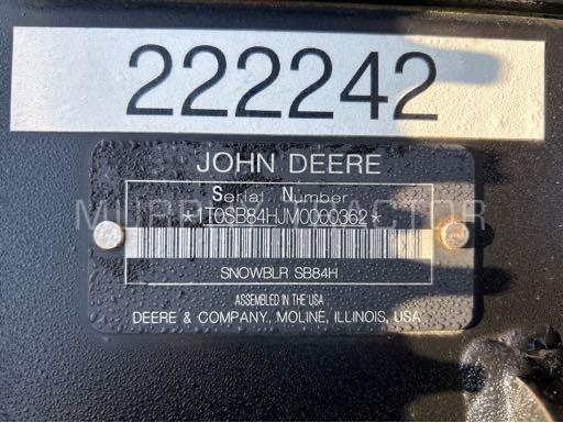 2021 John Deere SB84H Snow Blower photo 2
